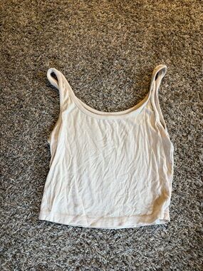 Two Womens Ribbed Scoop Neck Tank Top - Cream & Pink